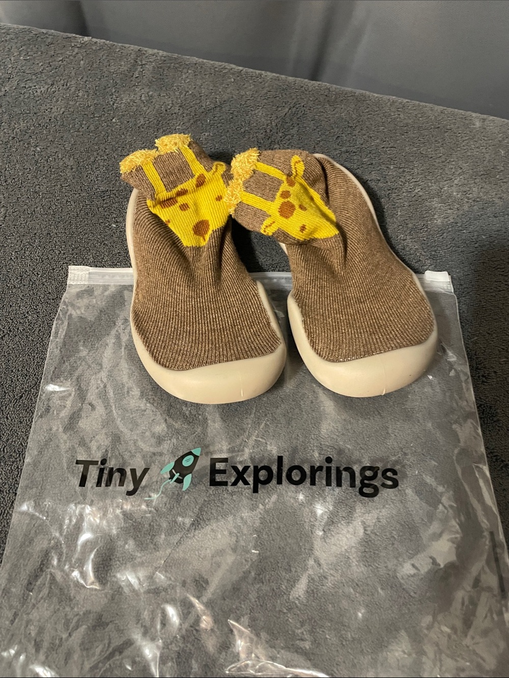 Brown & Yellow Giraffe Baby Walker Shoes